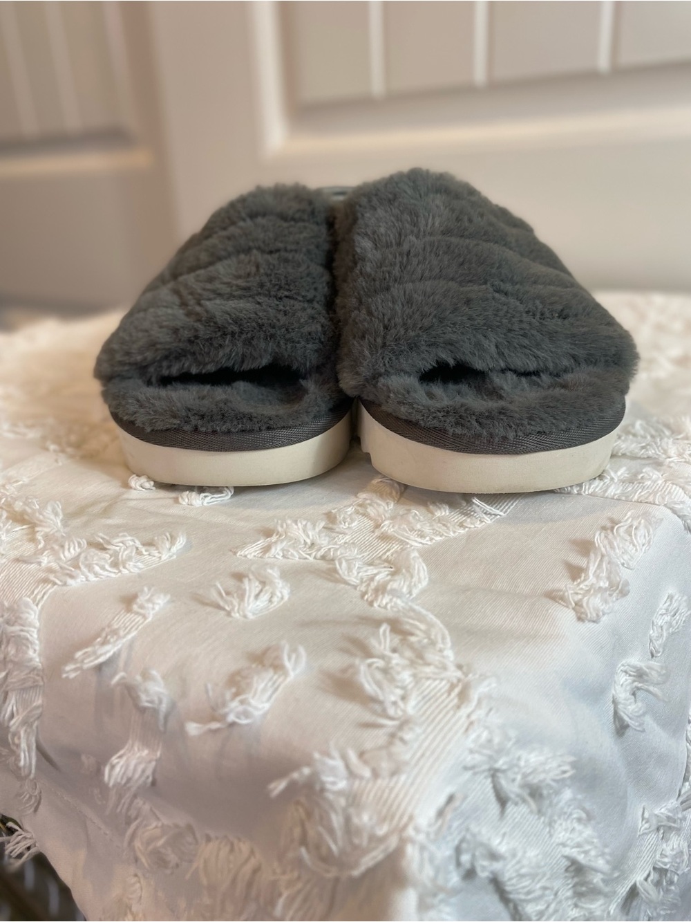 Koolaburra Gray Faux-Fur Slide Sandals - Picture 7 of 10